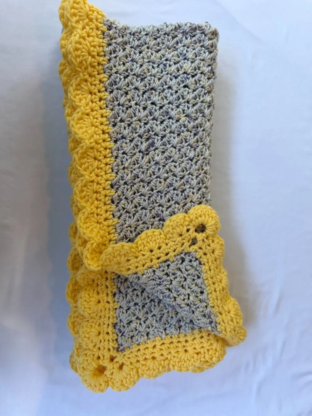 Handmade Crochet Baby Blanket, Soft Heirloom Nursery Gift, Color: Whisper Gray